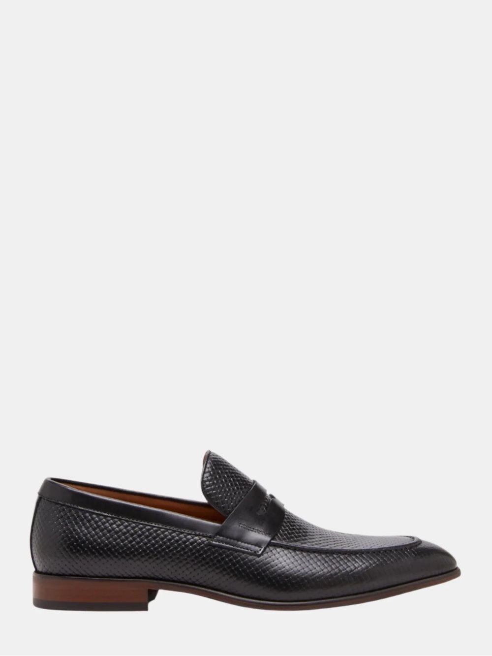 BRAND-NEW - Steve Madden Men's Black Leather Penny Loafers